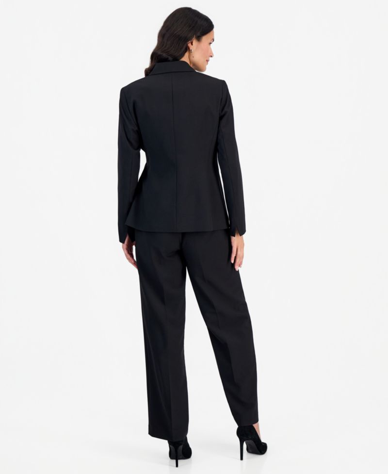 Women's Peak Lapel Wide-Leg Classic Fit Jacket and Pants, 2-Piece Set