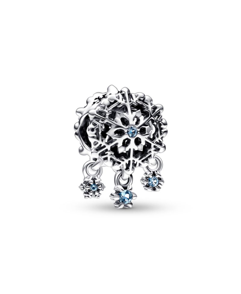 Crystal Stone Icy Snowflake Drop Charm