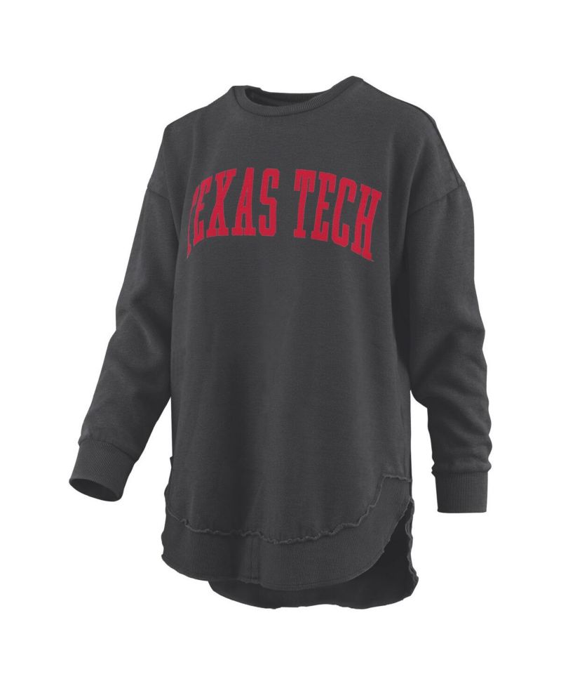 Women's Black Texas Tech Red Raiders M&eacute;lange Poncho Vintage Fleece Long Sleeve Pullover Sweatshirt