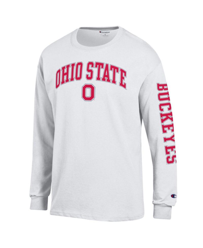 Men's Scarlet Ohio State Buckeyes Arch Over Logo 2-Hit Long Sleeve T-Shirt