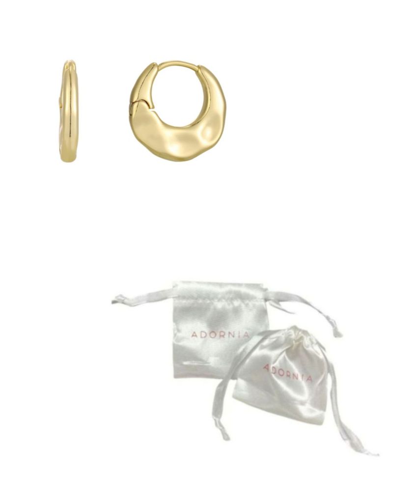 Gold Hammered Purse Hoop Earrings