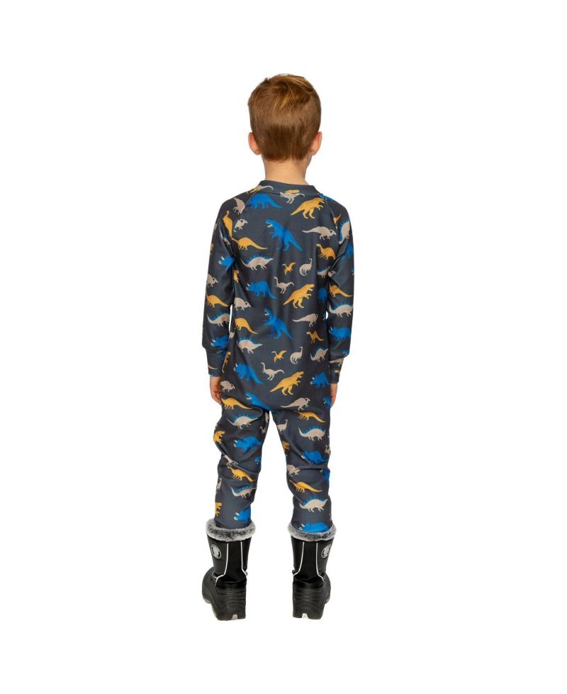 Little and Big Boy (6-14) One Piece Thermal Underwear Dinosaur Print
