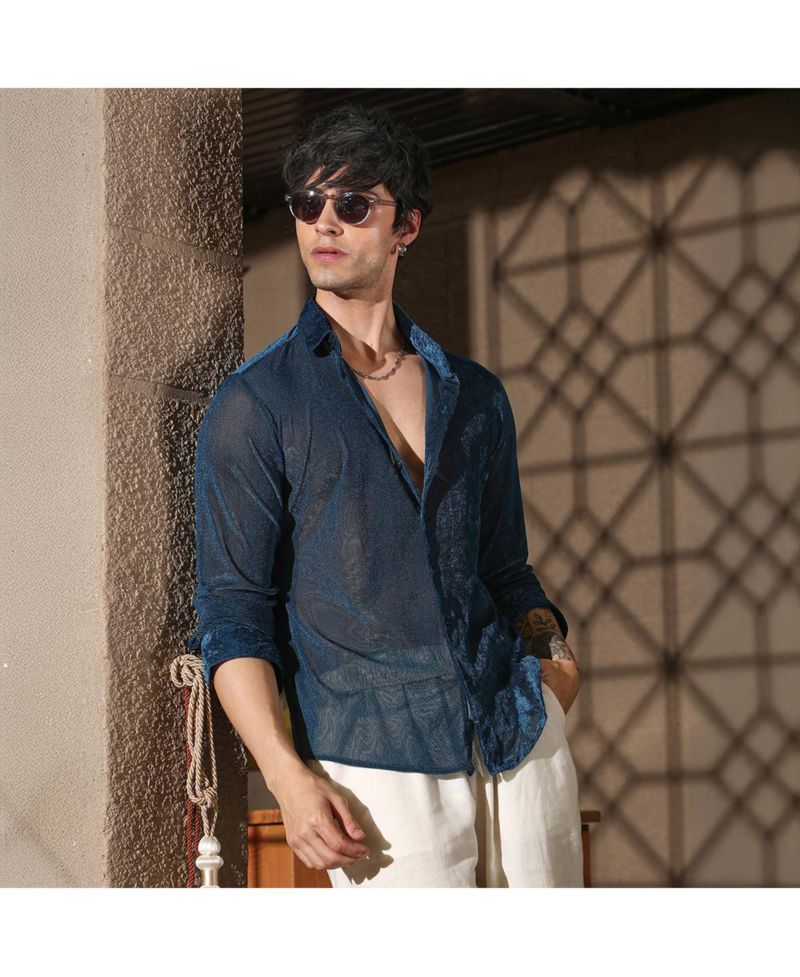 Men's Men 's Solid Velvet Shirt