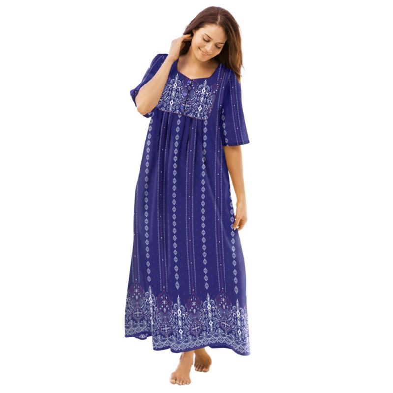 Plus Size Only Necessities Bib-Front Short Sleeve Maxi Lounger