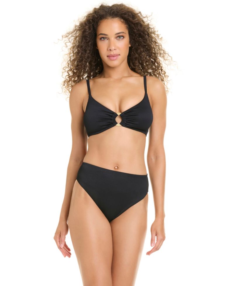 Women's Moonlight Tides Over-The-Shoulder Ring Front Bikini Top