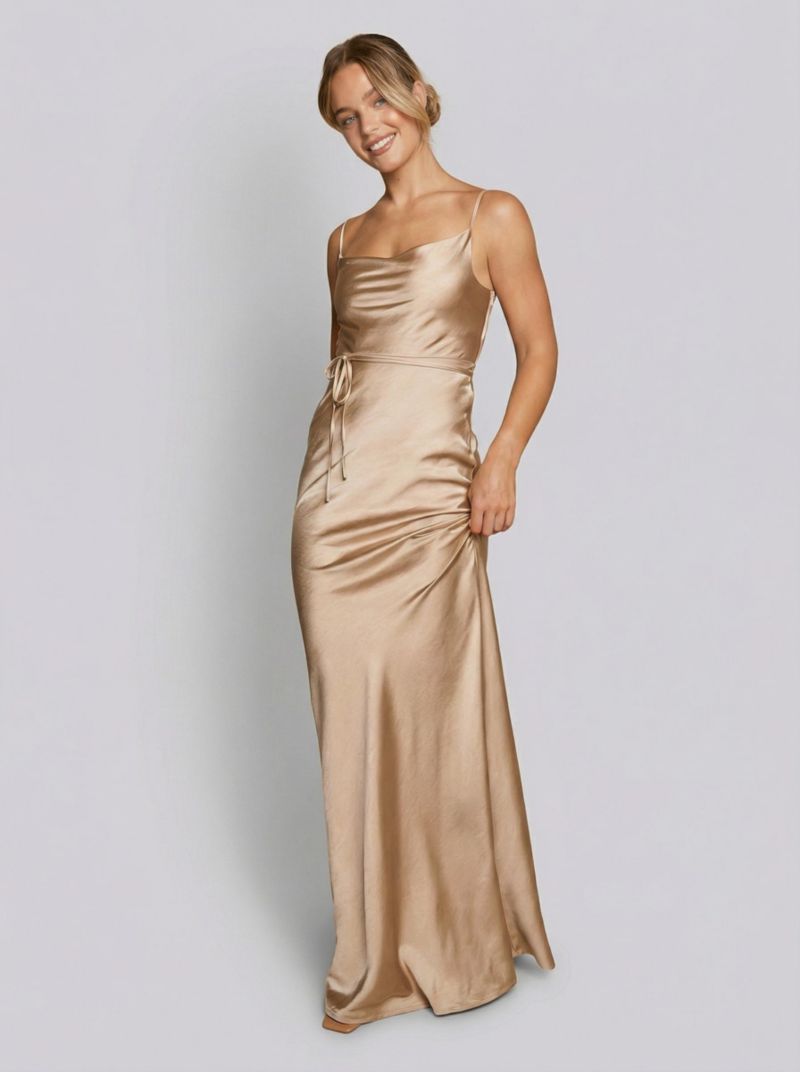 Women's Cami Cowl Front Satin Bridesmaid Dress