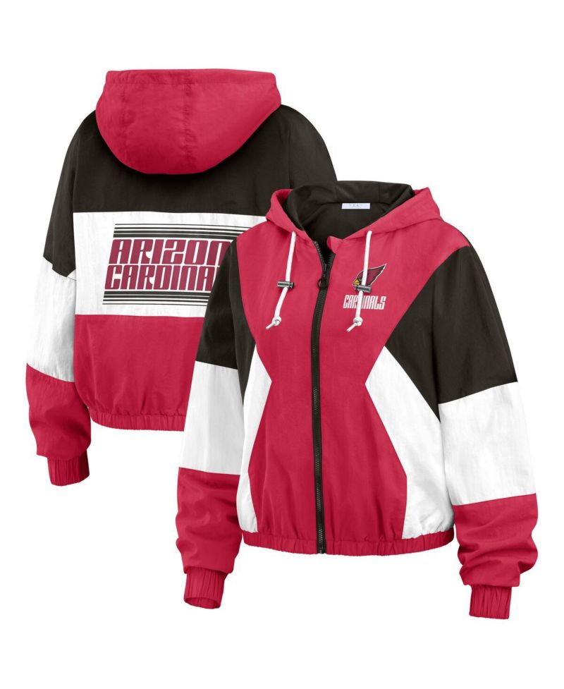 Women's Cardinal Arizona Cardinals Color Block Full-Zip Windbreaker Jacket