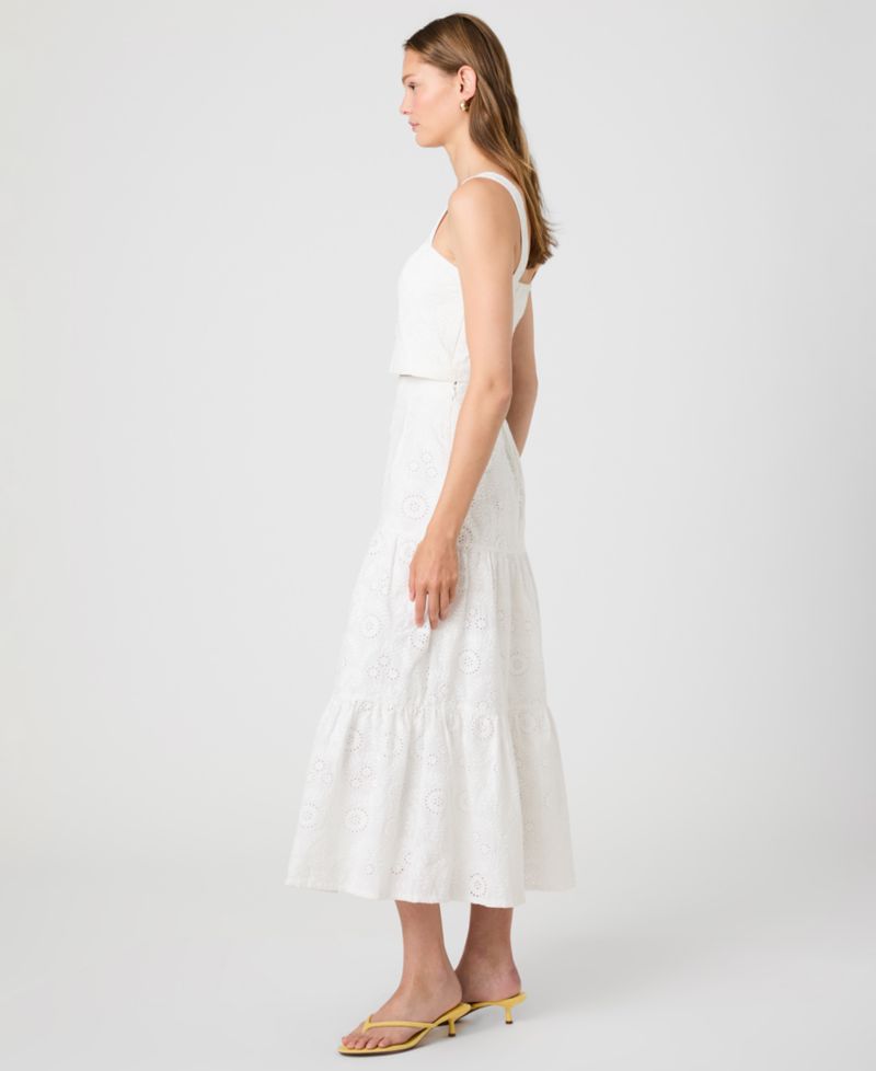Women's Square-Neck Floral Eyelet Crop Top