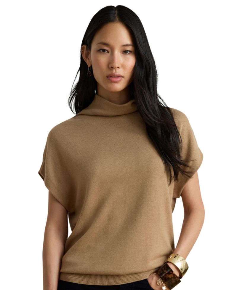 Women's Mock-Neck Cap-Sleeve Sweater