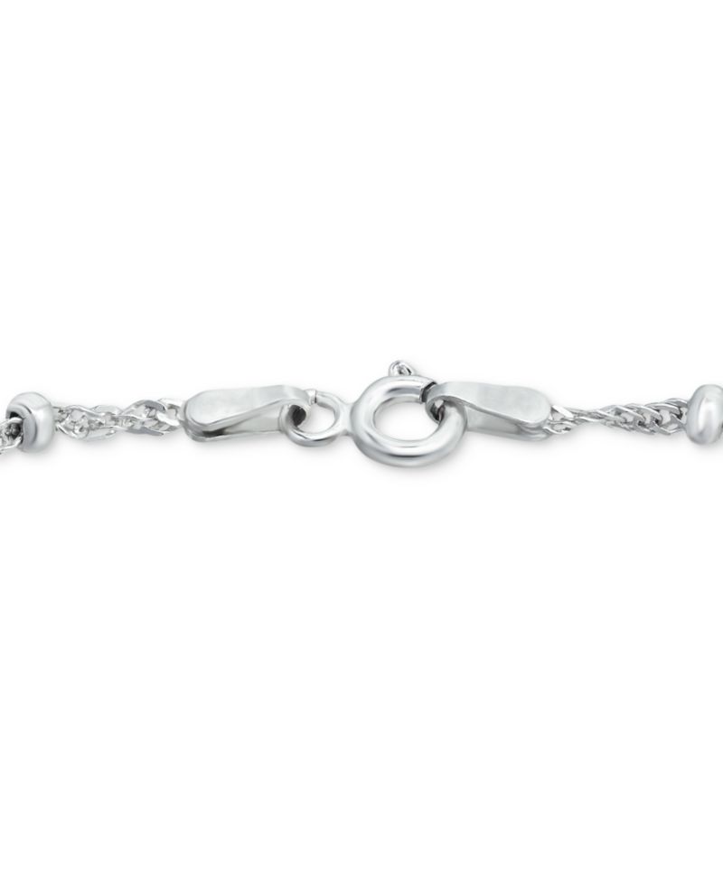 Sterling Silver Bracelet, 7-1/4" Singapore Small Beaded Chain