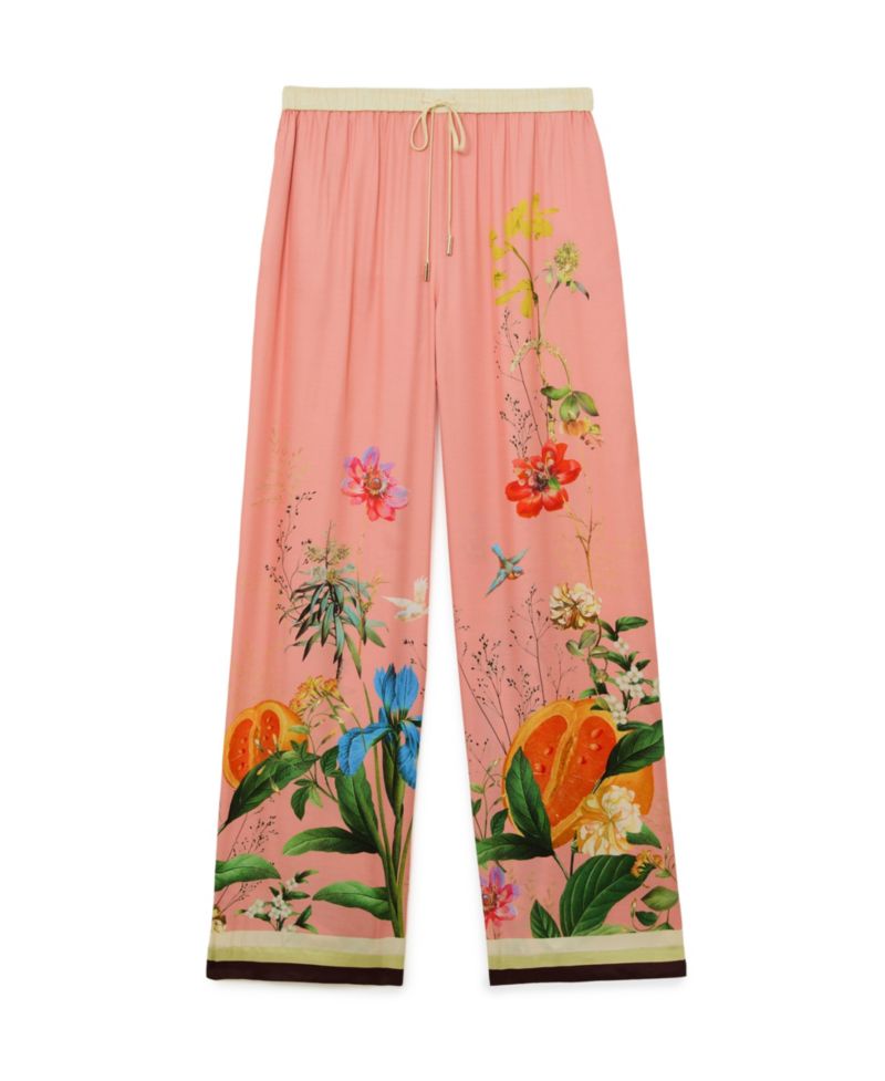 Women's Milos Tropical Scarf-Print Wide-Leg Trousers