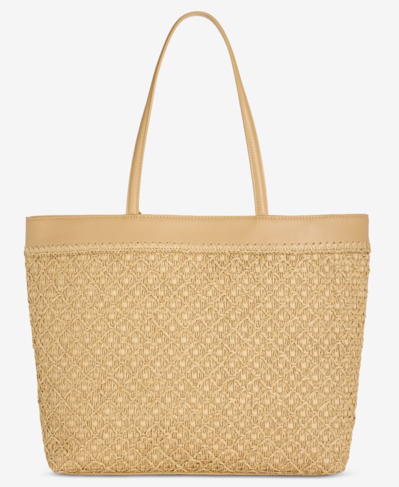 Crochet Straw E/W Large Tote