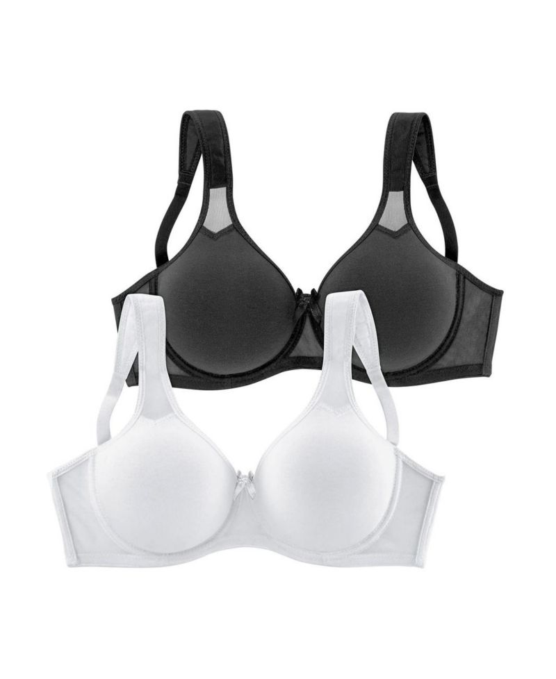Women's Cotton 2-Pack Sheer Accent Underwire Padded T-Shirt Bra