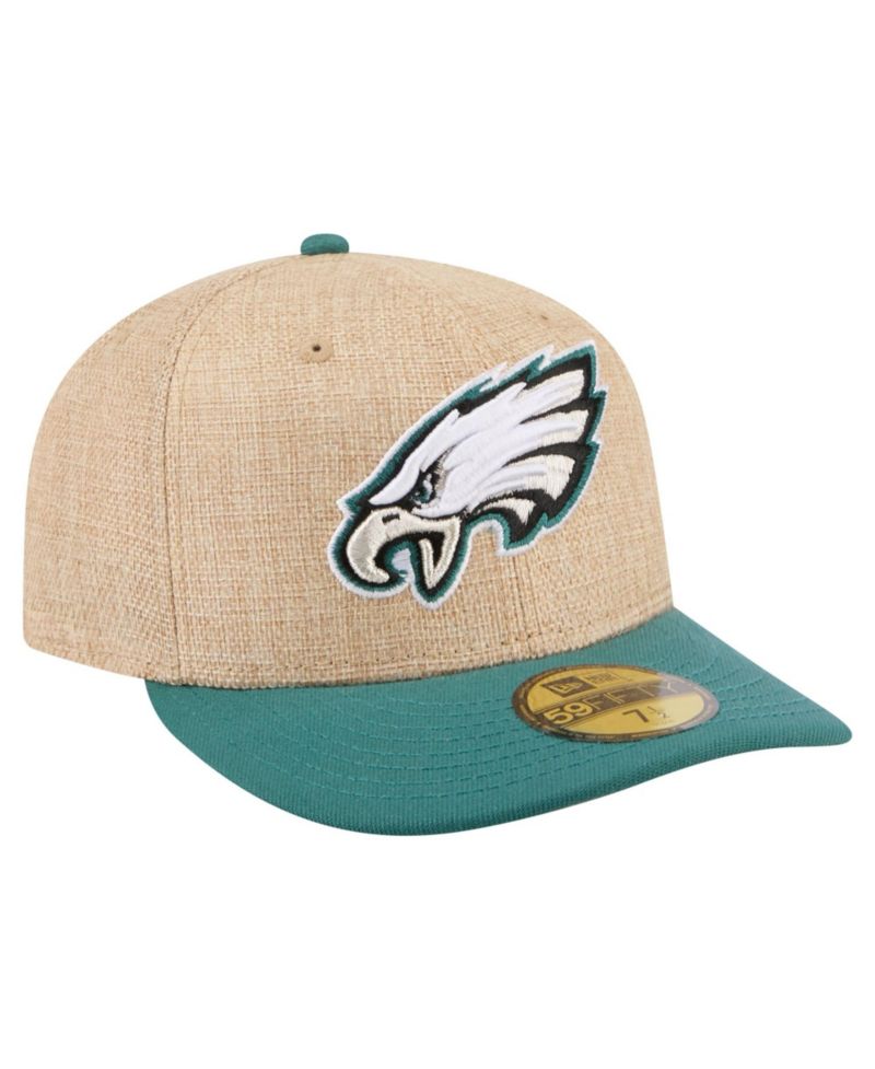 Men's Natural/Midnight Green Philadelphia Eagles Pre-Curved Twine 59FIFTY Fitted Hat