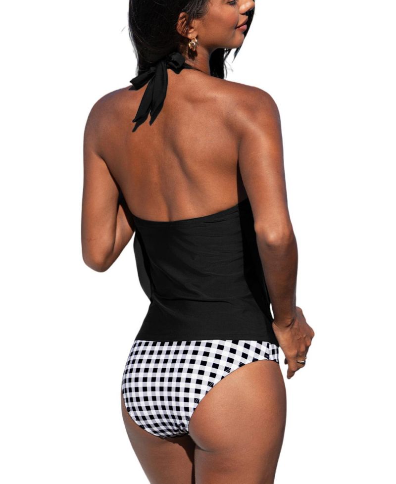 Women's V-Neck Adjustable Straps Tankini Set
