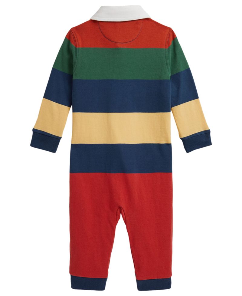 Baby Boys' Striped Cotton Rugby Coverall