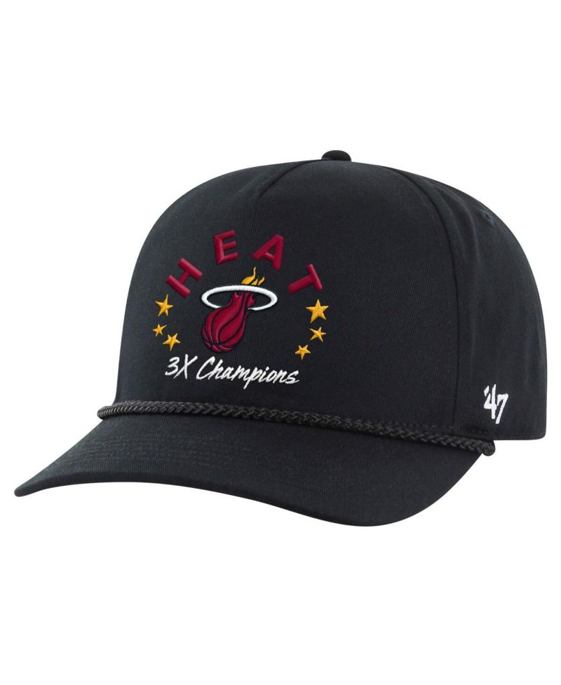 Men's Black Miami Heat Champs Global Star Hitch Adjustable Hat