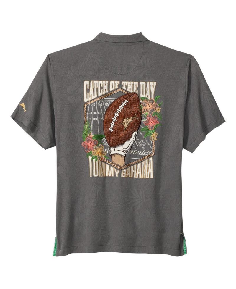 Men's Gray Michigan Wolverines Catch of the Day Camp IslandZone Button-Up T-Shirt