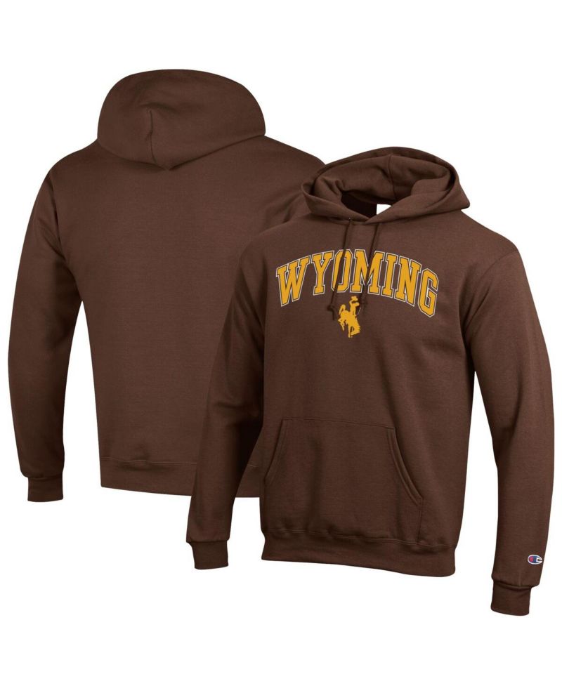 Men's Brown Wyoming Cowboys Arch Over Logo Pullover Hoodie Sweatshirt