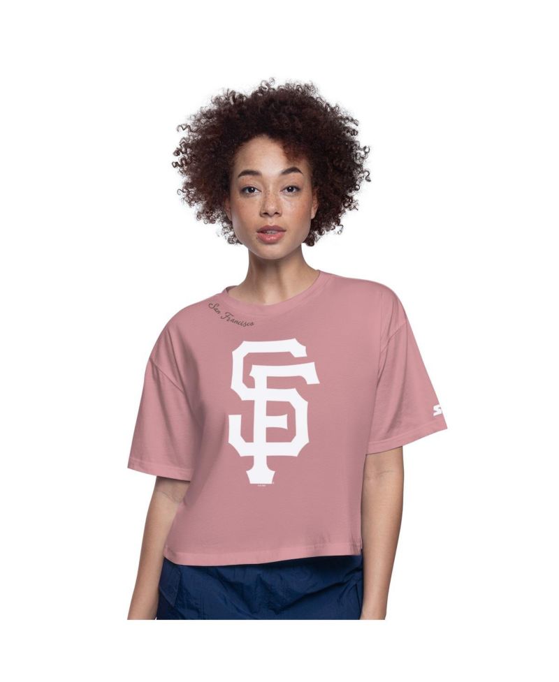 Women's Pink San Francisco Giants Play the Ball Boxy Cropped T-Shirt