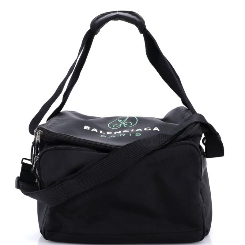 Logo Print Convertible Square Duffle Bag Nylon