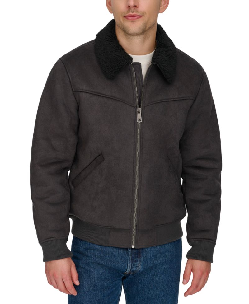 Men's Faux-Shearling Full-Zip Bomber Jacket