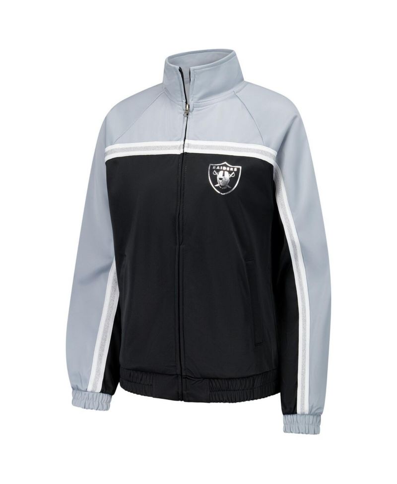 Women's Black Las Vegas Raiders Post Game Full-Zip Track Jacket