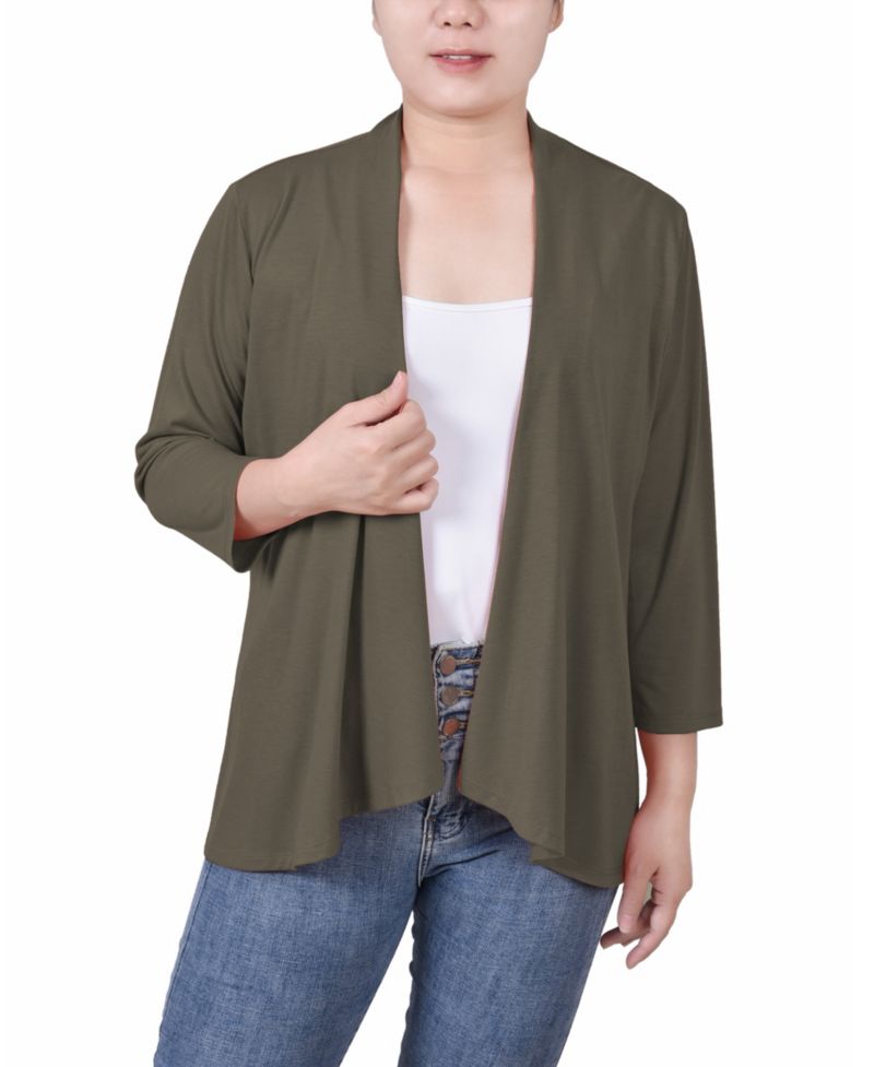 Women's Solid 3/4 Sleeve Cardigan