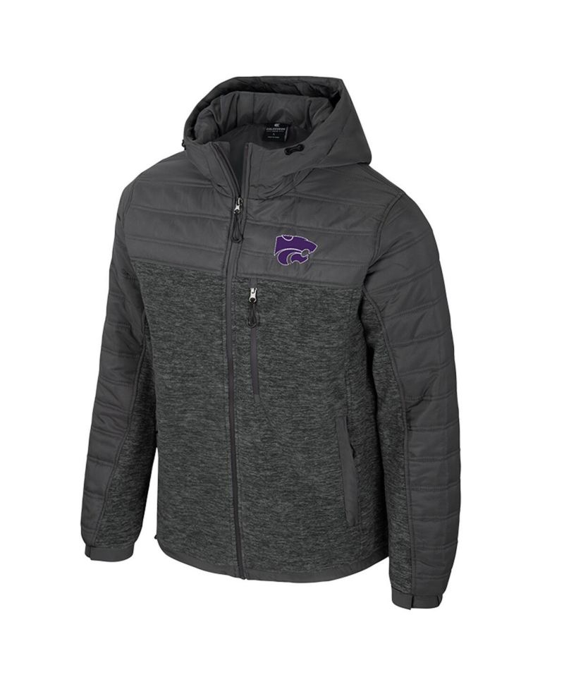 Men's Charcoal Kansas State Wildcats Nightman Full-Zip Hoodie Puffer Jacket