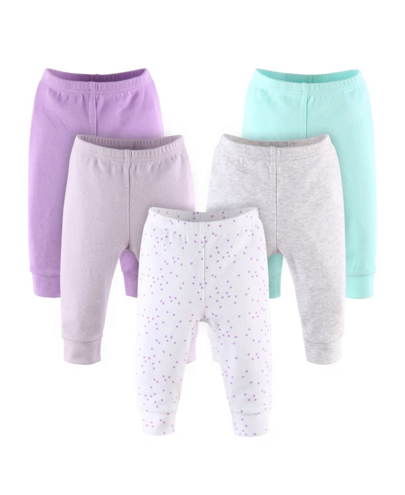 Baby Girls Pants Set, 5 Pack, Pastel