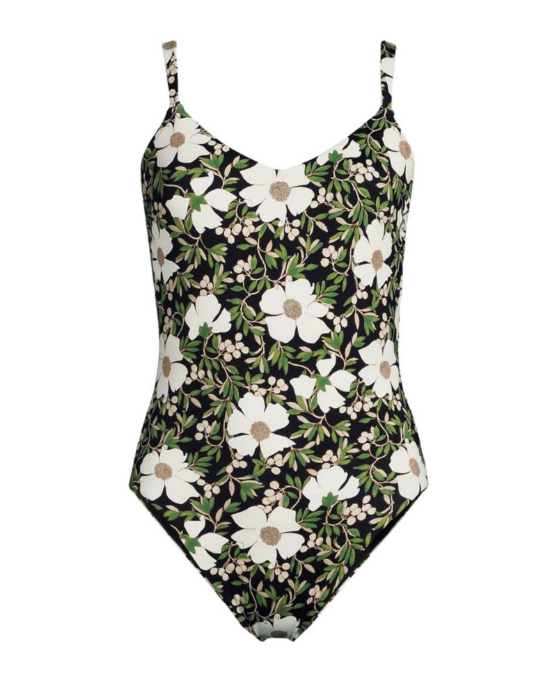 Women's V-neck High Leg Strappy Back One Piece