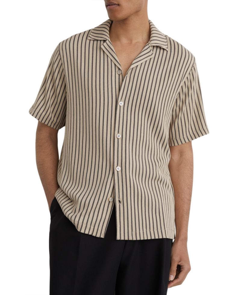 Men's Griff Textured Stripe Cuban Shirt