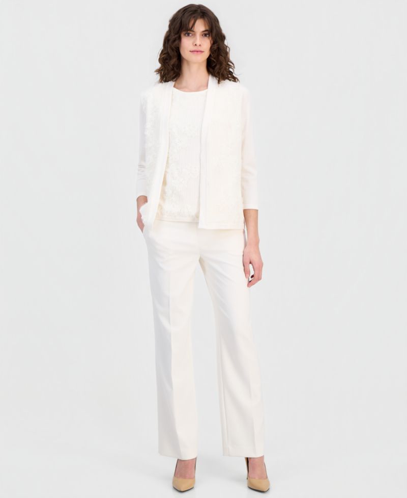 Women's Open-Front Floral-Appliqu&eacute; Cardigan