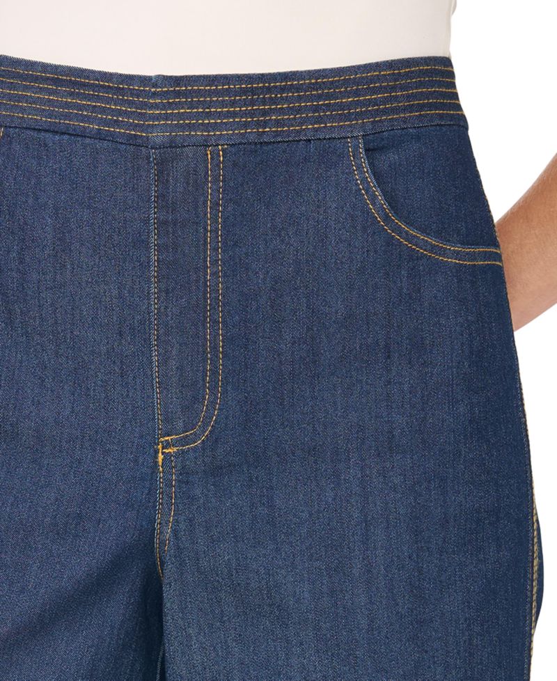 Women's Double Contrast High-Waisted Wide-Leg Stretch Jeans