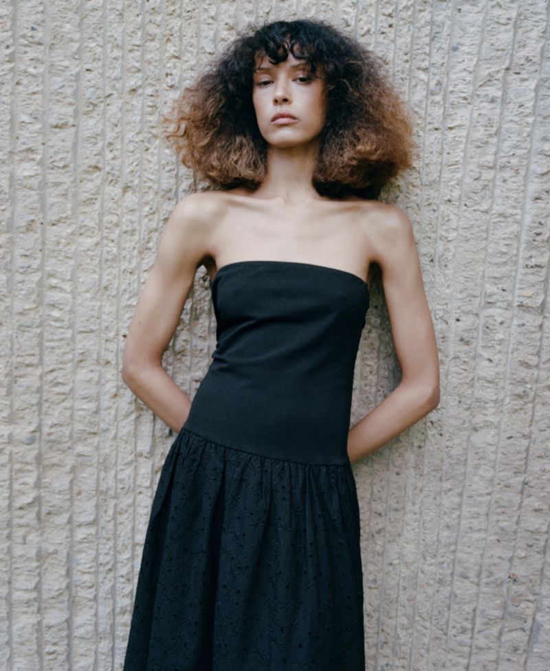Women's Openwork Embroidery Strapless Dress