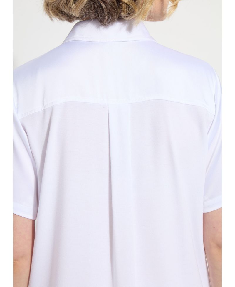 Women's Safira Short-Sleeve Satin Mix-Media Blouse