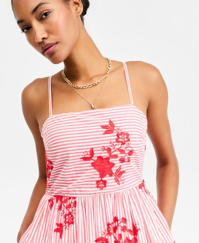 Plus Cutout-Back Tiered Cotton Midi Dress