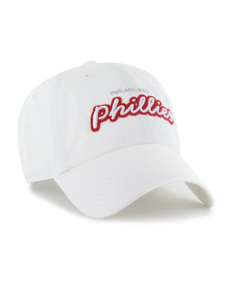 Women's White Philadelphia Phillies Trendy Script Clean Up Adjustable Hat