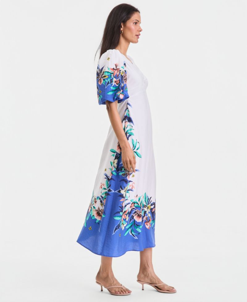 Women's Short Sleeve Printed Maxi Dress