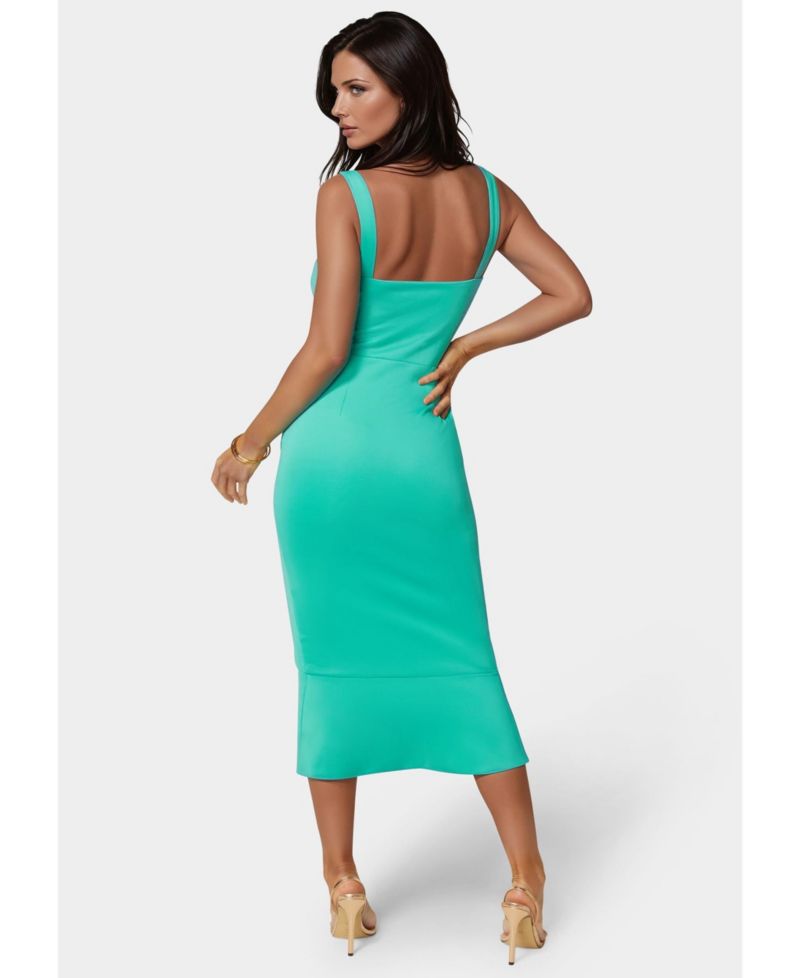Women's Scuba Bustier Ruffle Wrap Dress