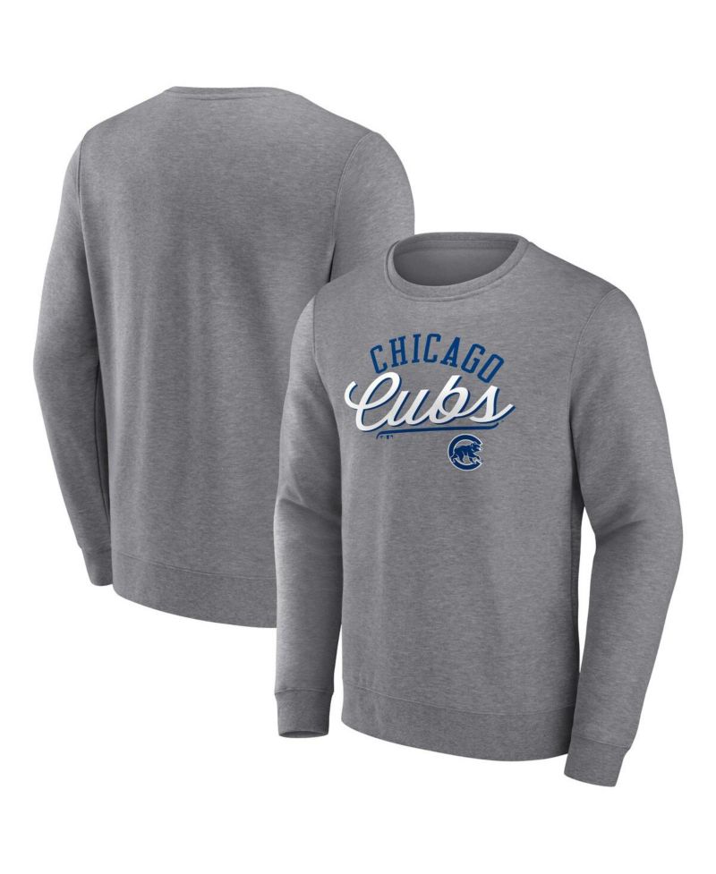 Men's Heather Gray Chicago Cubs Simplicity Pullover Sweatshirt