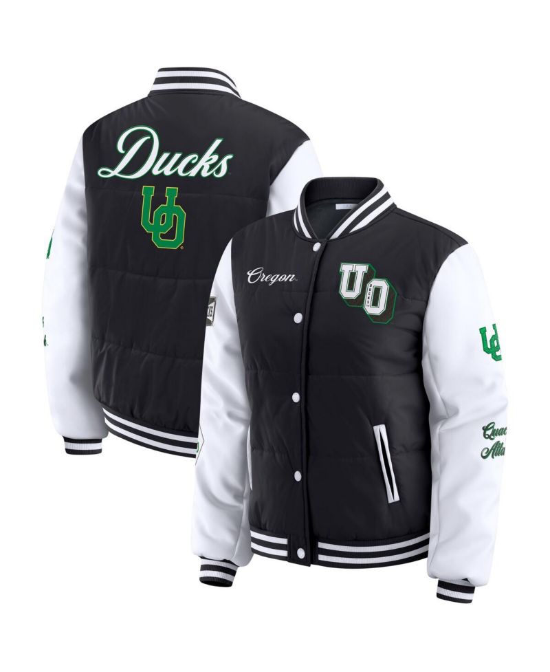 Women's Black Oregon Ducks Varsity Puffer Jacket