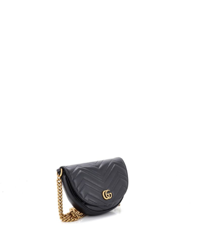 Mini GG Marmont Half Moon Flap Crossbody Bag Matelasse Leather