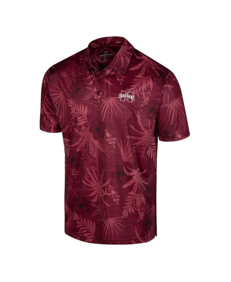 Men's Maroon Mississippi State Bulldogs Palms Team Polo Shirt