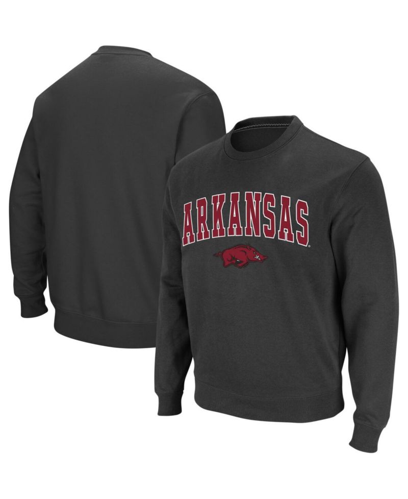 Men's Arkansas Razorbacks Arch and Logo Crew Neck Sweatshirt