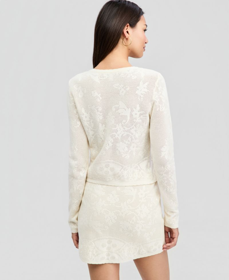 Petite Lace Knit Cardigan Sweater