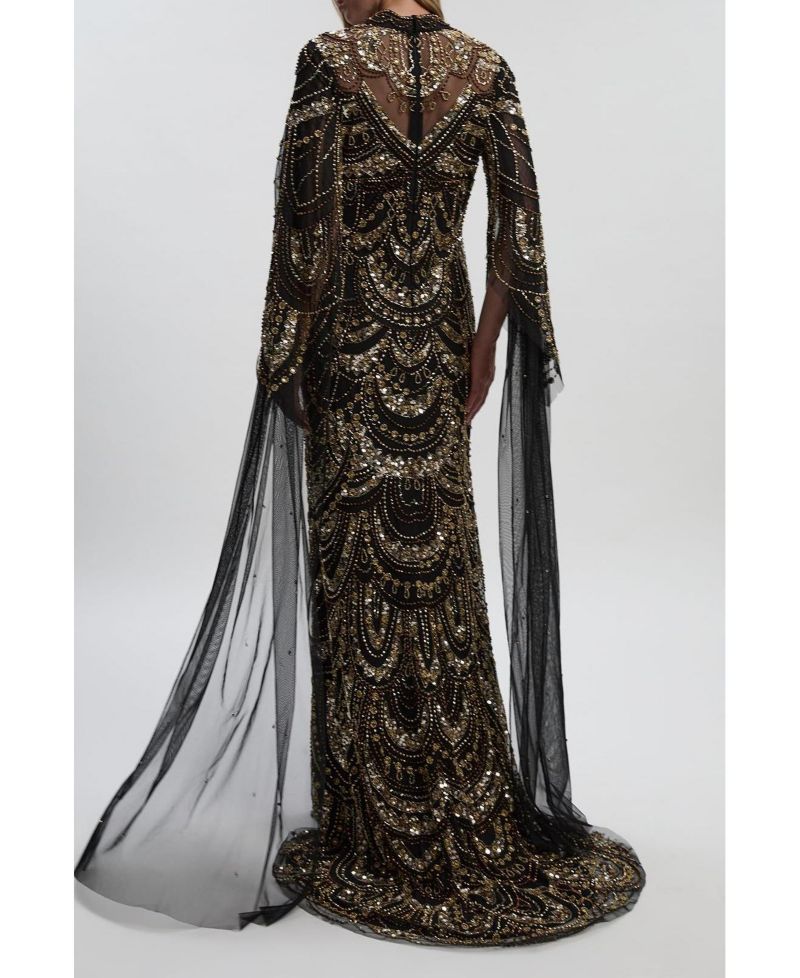 Women's Beaded Midaxi Cape Dress