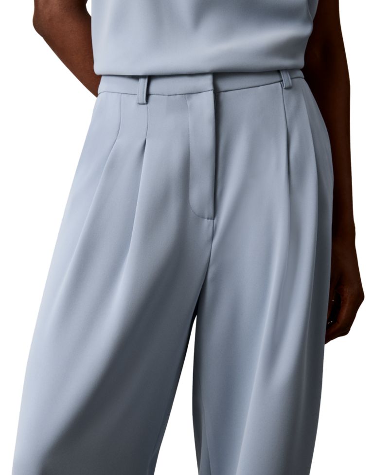 Women's High-Rise Double-Pleat Wide-Leg Pants