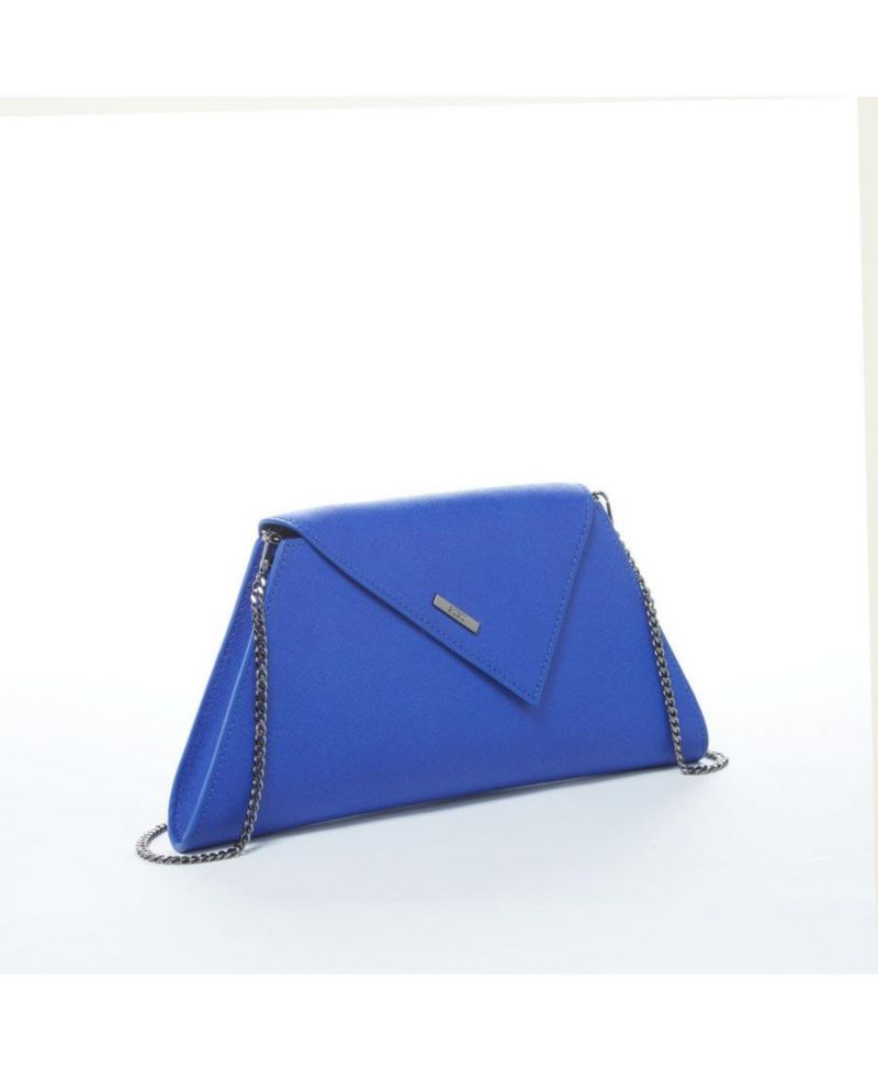 Saffiano Leather Clutch Bag Evening Purse Crossbody Cobalt Blue Unique Women's Handbag