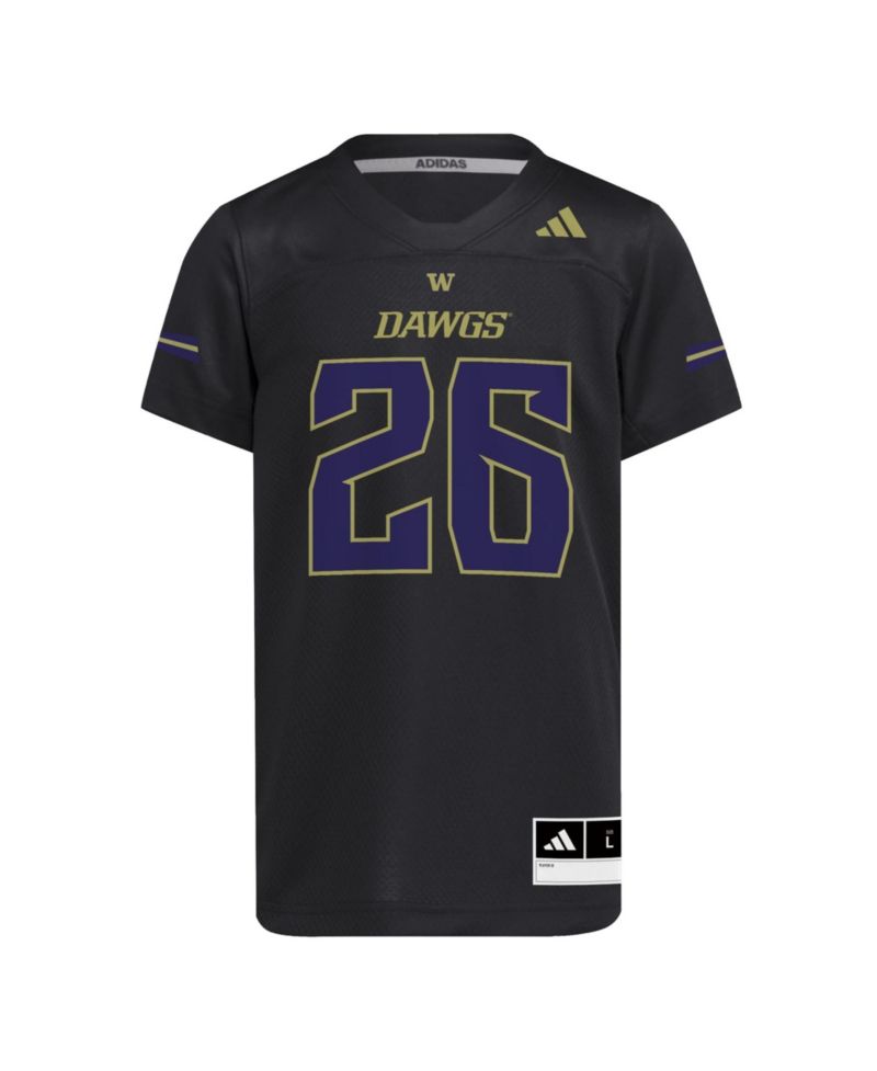 Big Boys and Girls 26 Black Washington Huskies Dawgs Strategy Football Jersey